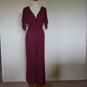 038. Mahina Burgundy Dark Red Jumpsuit with pockets